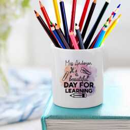 Personalised It's A Beautiful Day For Learning Teachers Design Pencil Storage Ceramic Pot - thumbnail 1