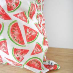 Cushion Cover 40 X cm, Exotic Fabric Printed With Watermelons, Red & Green, Interior Decoration, Exotic, Tropical, Fruits, Summer - thumbnail 3