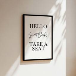 Bathroom Prints Hello Sweet Cheeks Take A Seat - Decor Wall Art Signs Quote Framed Print Funny - thumbnail 3