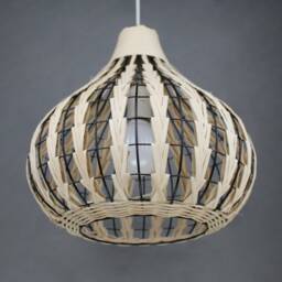 Handwoven Rattan Pendant Light, Rustic Decor Lighting, Ceiling Light Fixture, Lampshade Diameter 13 - thumbnail 2