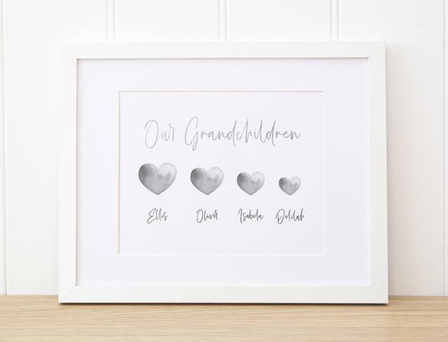 Personalised Our Grandchildren Foil Framed Print - Gift Grandparents Family Christmas - image 1
