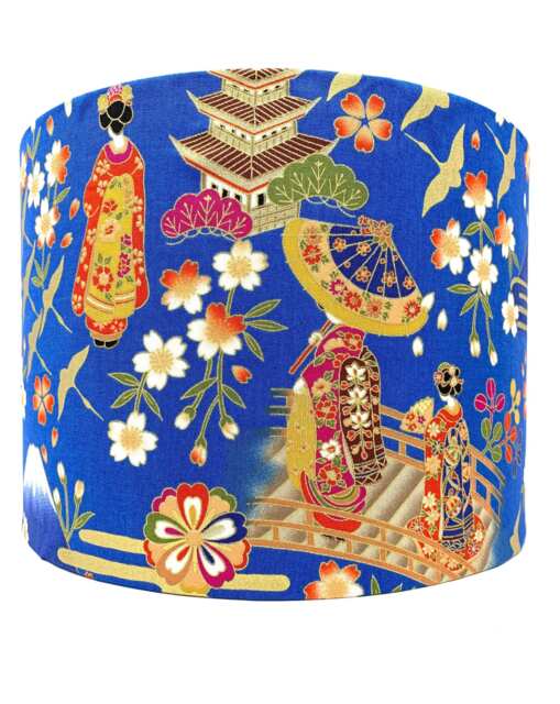 Geisha Lampshade Blue Oriental Light Shade For Table/Ceiling Lamps - image 1