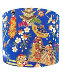 Geisha Lampshade Blue Oriental Light Shade For Table/Ceiling Lamps