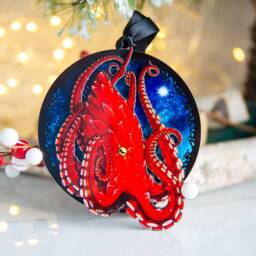 Personalizable Giant Pacific Octopus, Part Of The Cephalopod Ornament Collection, Nautical Christmas Ornaments, Scuba Diver Gift - thumbnail 3