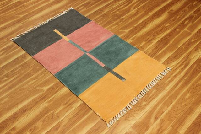 Hand Block Printed Cotton Rug Modern Farmhouse Area Rug - image 1