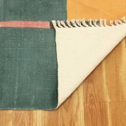 Hand Block Printed Cotton Rug Modern Farmhouse Area Rug - thumbnail 4