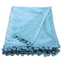 Duck Egg Blue Velvet Throw ~ Blanket Pom By Raggedroseltd - thumbnail 2