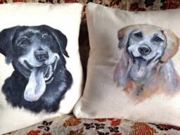 Custom Painted Pillow Of Your Pet, Image From Photo, Personalized Unique Gift, Pet Loss Memorial, Portrait - thumbnail 1