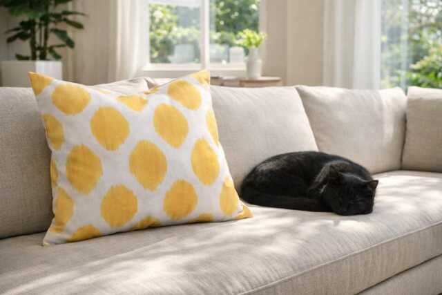 Silk Ikat Pillow Cover, Handwoven Decorative Cushion - 16x24 - image 1