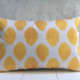 Silk Ikat Pillow Cover, Handwoven Decorative Cushion - 16x24 - thumbnail 2