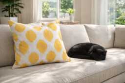 Silk Ikat Pillow Cover, Handwoven Decorative Cushion - 16x24 - thumbnail 1