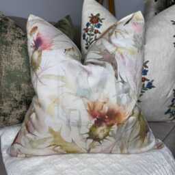 Unique Cirsium Russet Floral Cushion Cover - Handcrafted With Voyage Fabric Size 16 - thumbnail 3