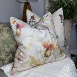Unique Cirsium Russet Floral Cushion Cover - Handcrafted With Voyage Fabric Size 16 - thumbnail 2