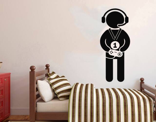 Gamer Wall Decal Video Game Controller Sticker, Gaming Room Decor 2918 - image 1