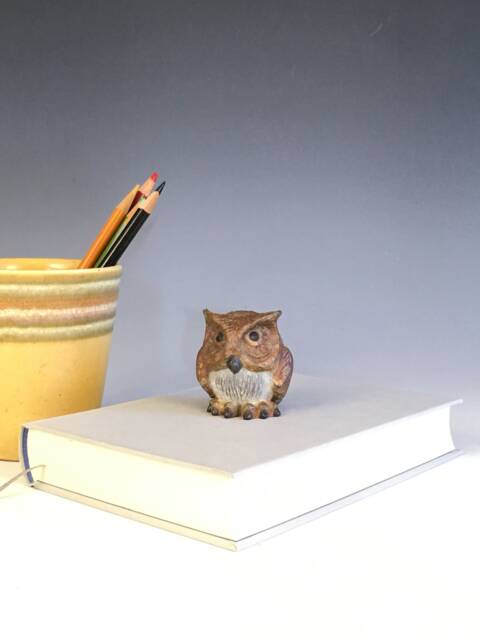 Owl Sculpture Bronze - Egg Size Small - image 1