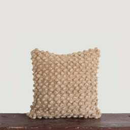 Handwoven Organic Wool Pillow Cover Rustic Linen Cushion - 18'' X 18'' - thumbnail 3