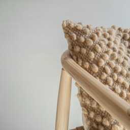 Handwoven Organic Wool Pillow Cover Rustic Linen Cushion - 18'' X 18'' - thumbnail 2
