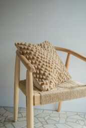 Handwoven Organic Wool Pillow Cover Rustic Linen Cushion - 18'' X 18'' - thumbnail 1