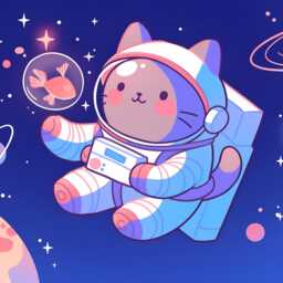 Astronaut Cat Rug - Kawaii Space Illustration Kids Room Carpet - thumbnail 4