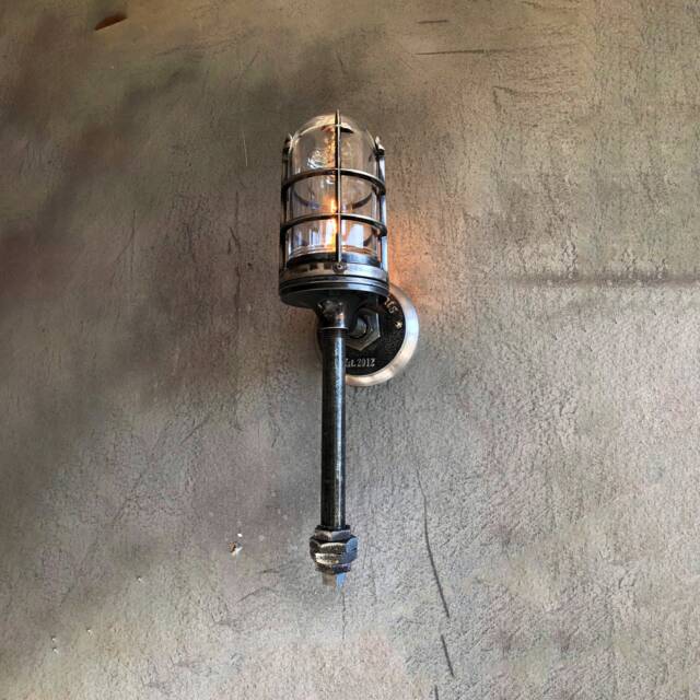 Industrial Wall Torch Sconce - Rustic Cage Light With Glass Enclosure Medieval Inspired - image 1