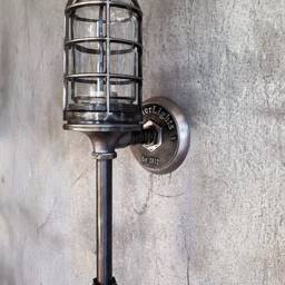 Industrial Wall Torch Sconce - Rustic Cage Light With Glass Enclosure Medieval Inspired - thumbnail 3