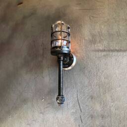 Industrial Wall Torch Sconce - Rustic Cage Light With Glass Enclosure Medieval Inspired
