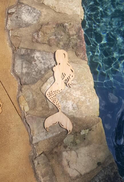 Mermaid Laser Cut Wood Wall Art - Beach Housewarming Gift Seaside Decor Craft Project 19x8 Silhouette Personalized - image 1