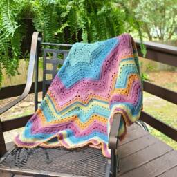 Hand Crocheted Star Blanket Colorful Lap Afghan, 60 Inch - thumbnail 4
