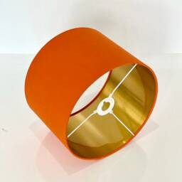 New High Quality Luxury Orange Cotton Fabric Lamp Shade Pendant Light Drum Shape With Metallic Linings - thumbnail 2
