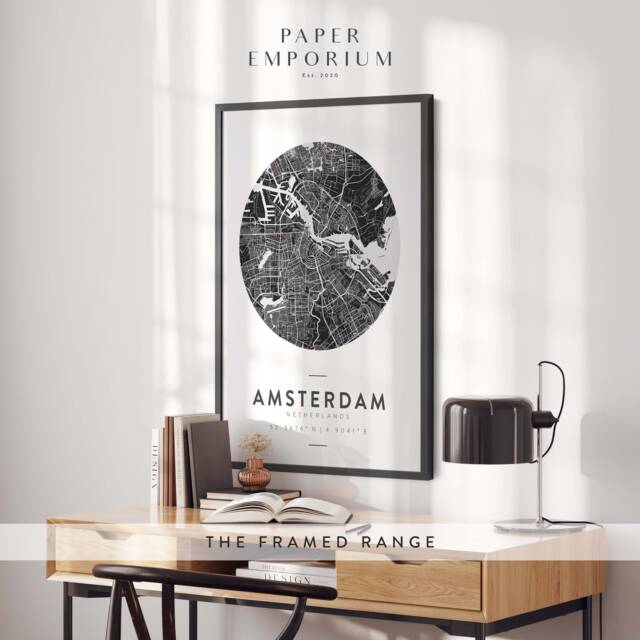 Framed Custom Map Print Any Town Or City Location, - Framed, Print, Map, Poster, Maps #085 - image 1
