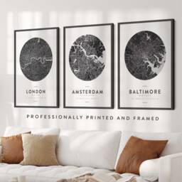 Framed Custom Map Print Any Town Or City Location, - Framed, Print, Map, Poster, Maps #085 - thumbnail 2