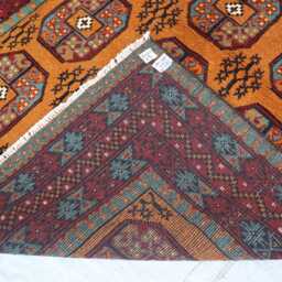 4'10x6'7 Yellowish Afghan Akhcha Handmade Rug, High Pile Rug Turkmen Bokhara Area Rug, Livingroom Tribal Bedroom Office Rug - thumbnail 4