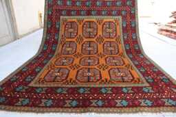 4'10x6'7 Yellowish Afghan Akhcha Handmade Rug, High Pile Rug Turkmen Bokhara Area Rug, Livingroom Tribal Bedroom Office Rug - thumbnail 1