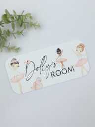 Personalised Ballerina Bedroom Door Sign, Name Room Dance Theme, Baby Nursery D??cor, Kids Wall Hanging, Ballet Plaque, Girls Pink - thumbnail 1