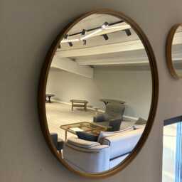 Round Solid Wood Wall Mirror, Walnut Or Oak Frame, Bathroom & Hallway Mirror - thumbnail 3