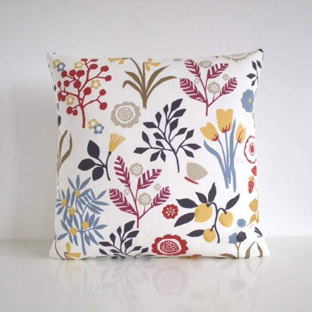 Scandi Floral Cushion Cover, Multicoloured Modern Pillowcase - image 1