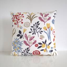 Scandi Floral Cushion Cover, Multicoloured Modern Pillowcase