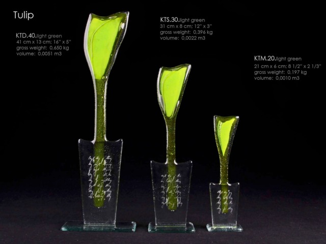 Flower Tulip Size 41cm X 13cm Hand Crafted Made From Glass - image 1