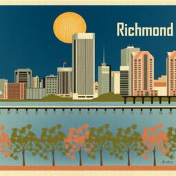 Richmond Skyline Print, Virginia State Art, Va Wall Horizontal Office Poster, Nursery Art - Style E8-O-Ric - thumbnail 2