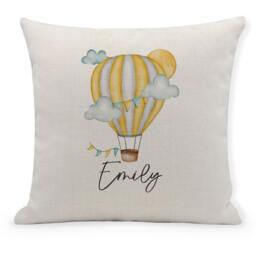 Personalised Hot Air Balloon Cushion, Nursery Gift, New Baby Blue, Yellow Or Pink - thumbnail 3