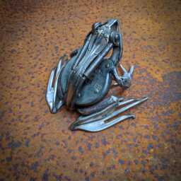 Recycled Scrap Metal Frog Sculpture Bespoke Animal Art - thumbnail 2