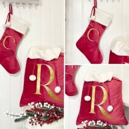 Personalised Luxury Velvet Christmas Sack & Stocking Set, Present Sack, Stocking, Decoration, Gift For Her - thumbnail 3