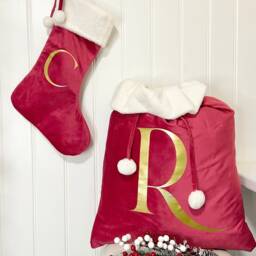 Personalised Luxury Velvet Christmas Sack & Stocking Set, Present Sack, Stocking, Decoration, Gift For Her - thumbnail 2