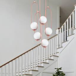 Stairwell Lighting, Chandelier Lighting, Stairway Chandelier, Blown Glass Pendant Light, Staircase Light, Modern Globe Chandelier, Long Chandelier - thumbnail 3