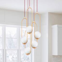 Stairwell Lighting, Chandelier Lighting, Stairway Chandelier, Blown Glass Pendant Light, Staircase Light, Modern Globe Chandelier, Long Chandelier - thumbnail 2