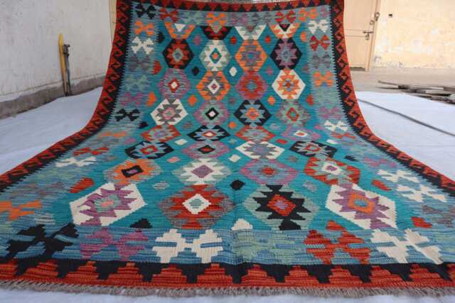 6x8 Ft New Afghan Chubi Kilim Rug, Flatweave Maimana Tribal Turkmen Oriental Rug, Vintage Rug For Bedroom, Living Room Carpet - image 1