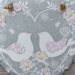 Turtle Doves Slate Heart Plaque Decoupage Bird Wall Hanging - thumbnail 2