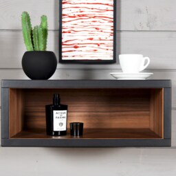 Black End Walnut Floating Nightstand/Entryway Console - thumbnail 2