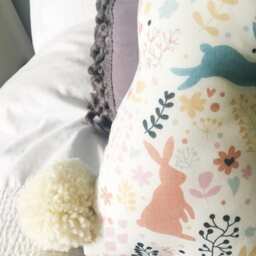 Bunny Cushion - Easter Gift Kids Bedroom Boys Girls Rabbit Pom - thumbnail 3