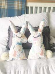 Bunny Cushion - Easter Gift Kids Bedroom Boys Girls Rabbit Pom - thumbnail 1